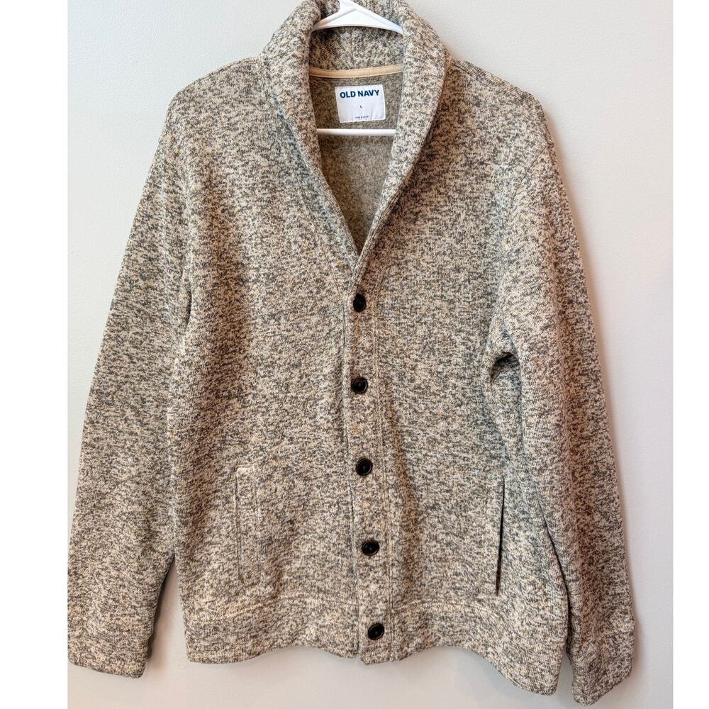 Old Navy Men's Shawl Collar Cardigan Marled Beige Knit Gray Size Large L